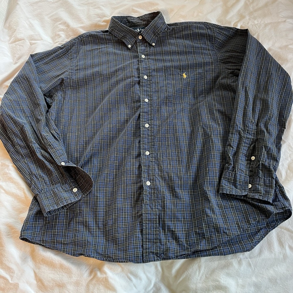 Ralph‎ Lauren Blake Shirt Mens XL Blue Striped Button Down Long Sleeve